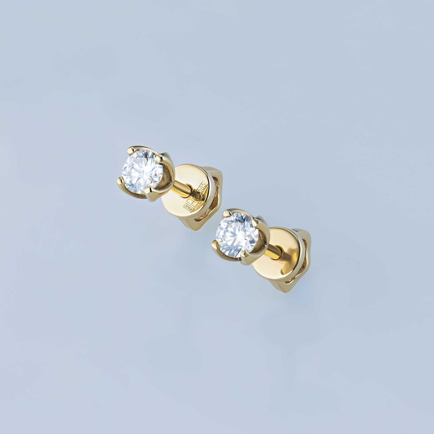 14K Yellow Gold 750 Earring Studs with Natural Diamonds 1.170 CT.TW