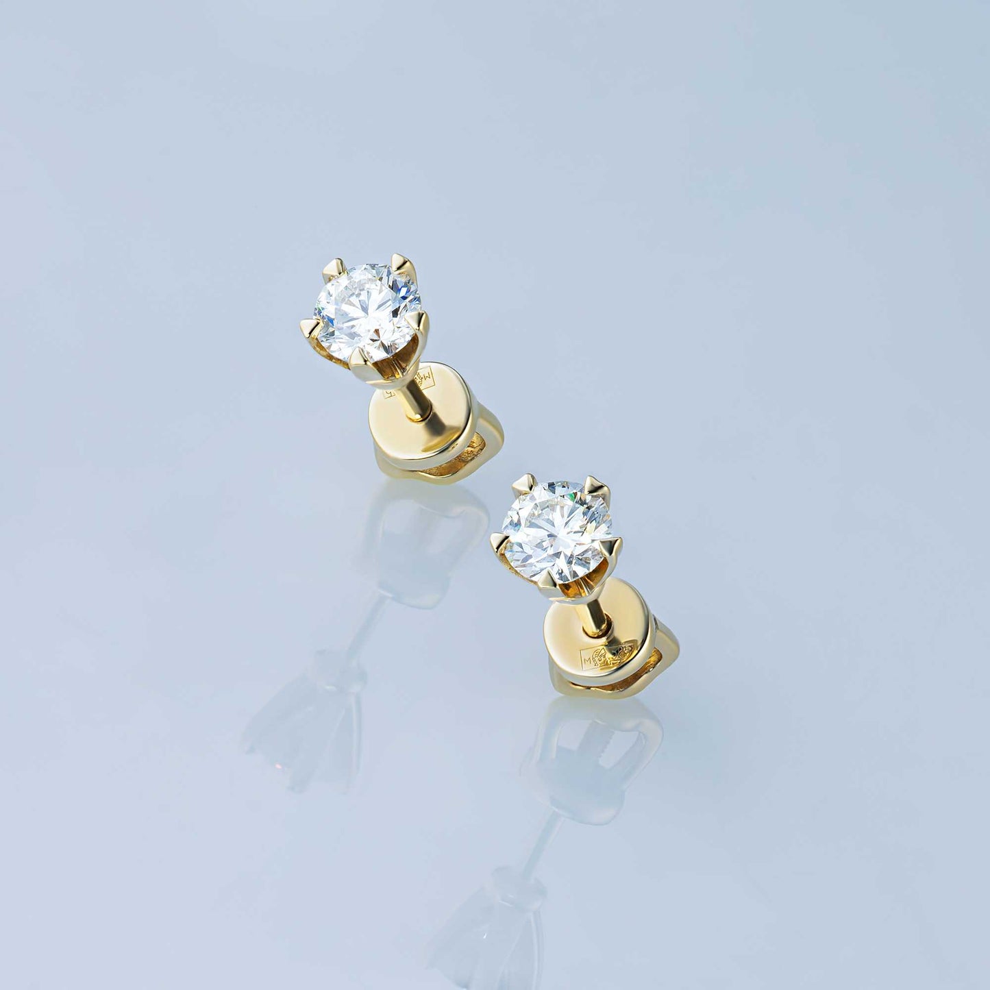 14K Yellow Gold Earring Studs with Natural Diamonds 0.600 CT.TW