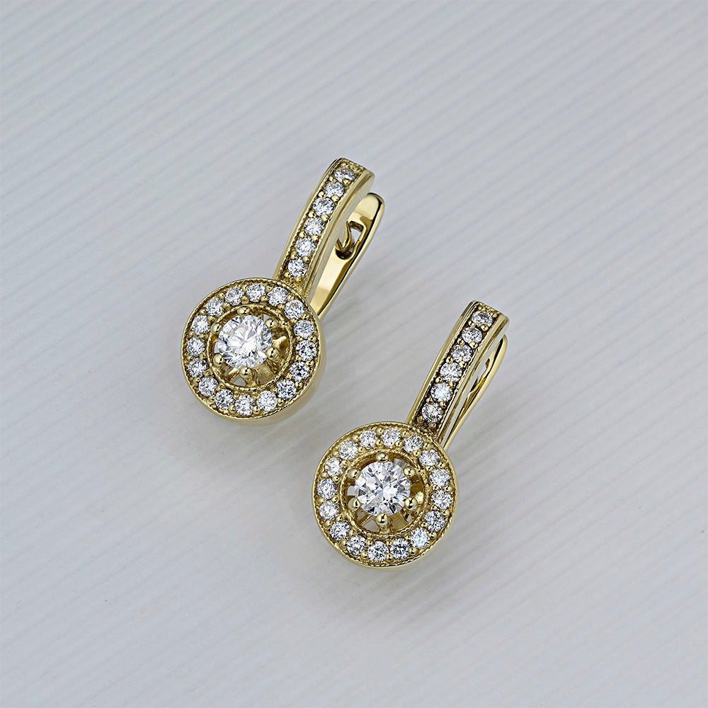 14K Yellow Gold Earrings with Natural Diamonds 18.620 CT.TW