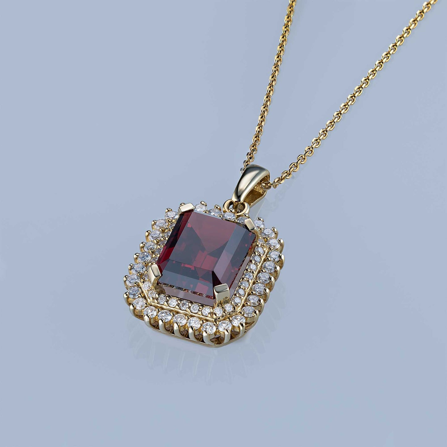 14K White Gold Pendant with Garnet and Lab-Created Diamonds 22.150 CT.TW