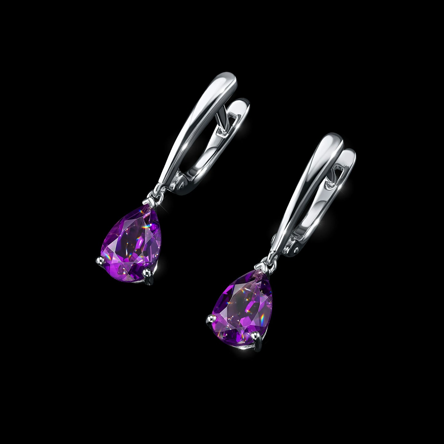 Sterling Silver Earrings with Amethyst 2.240 CT.TW