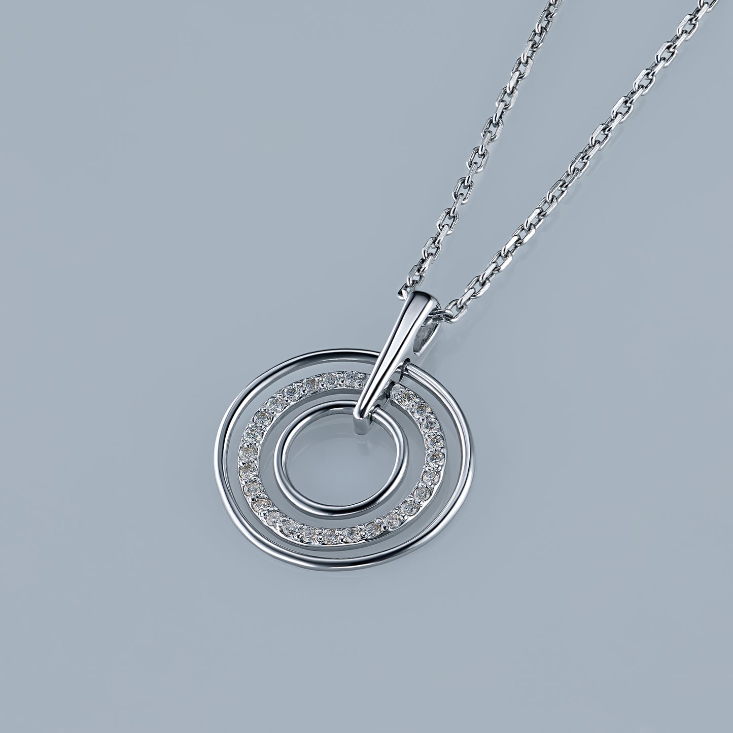 14K White Gold Pendant with Natural Diamonds 2.860 CT.TW