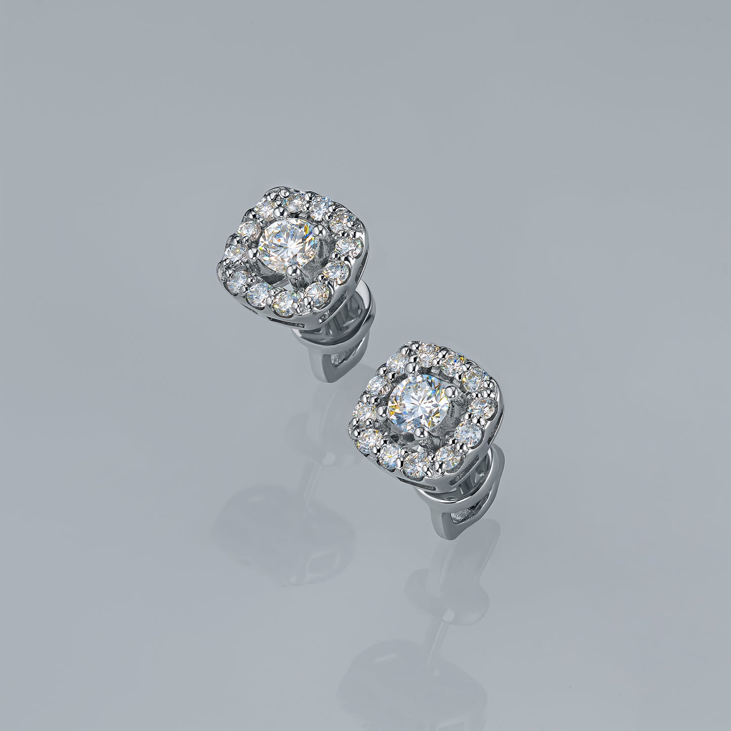 Sterling Silver Earring Studs with Sapphire and Lab-Created Diamonds 4.540 CT.TW