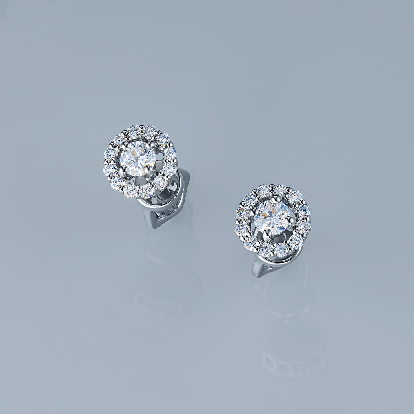 Sterling Silver Earring Studs with Sapphire and Lab-Created Diamonds 5.570 CT.TW
