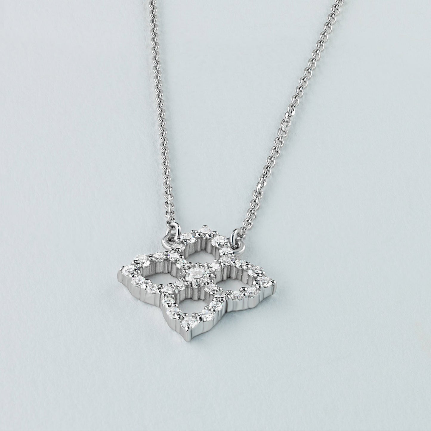 14K White Gold Necklace with Lab-Created Diamonds 4.050 CT.TW