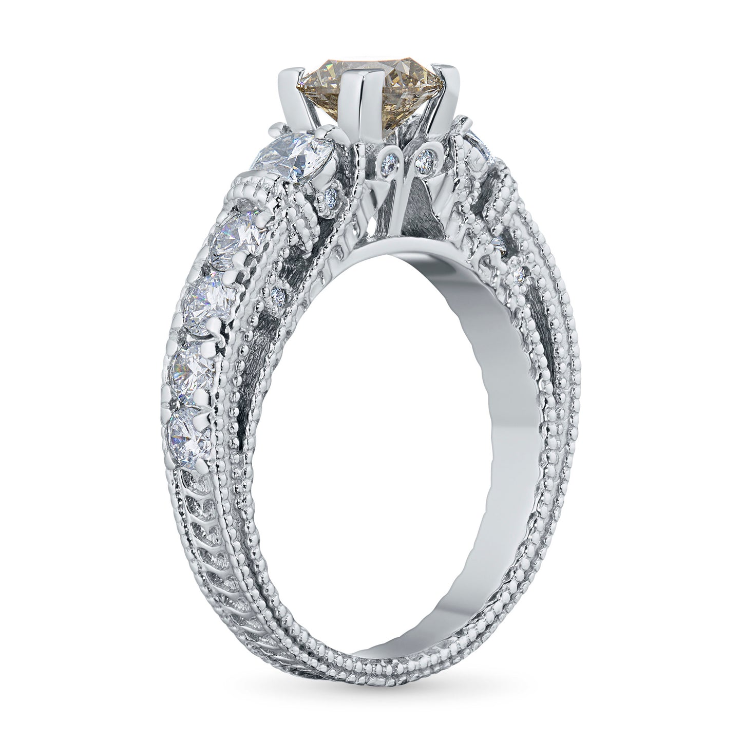 14K White Gold Ring with Natural Diamonds 2.880 CT.TW