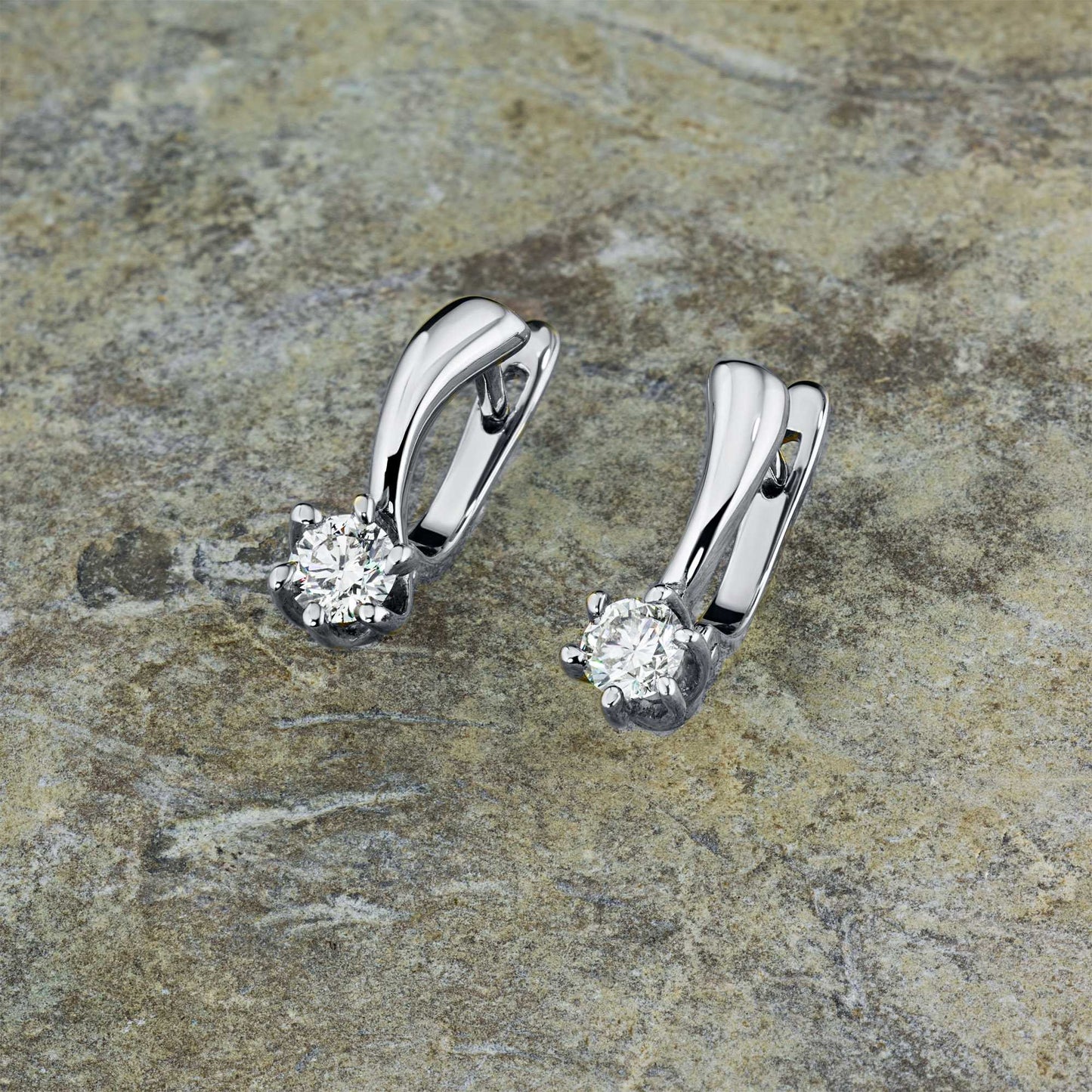 14K White Gold Earrings with Natural Diamonds 1.020 CT.TW
