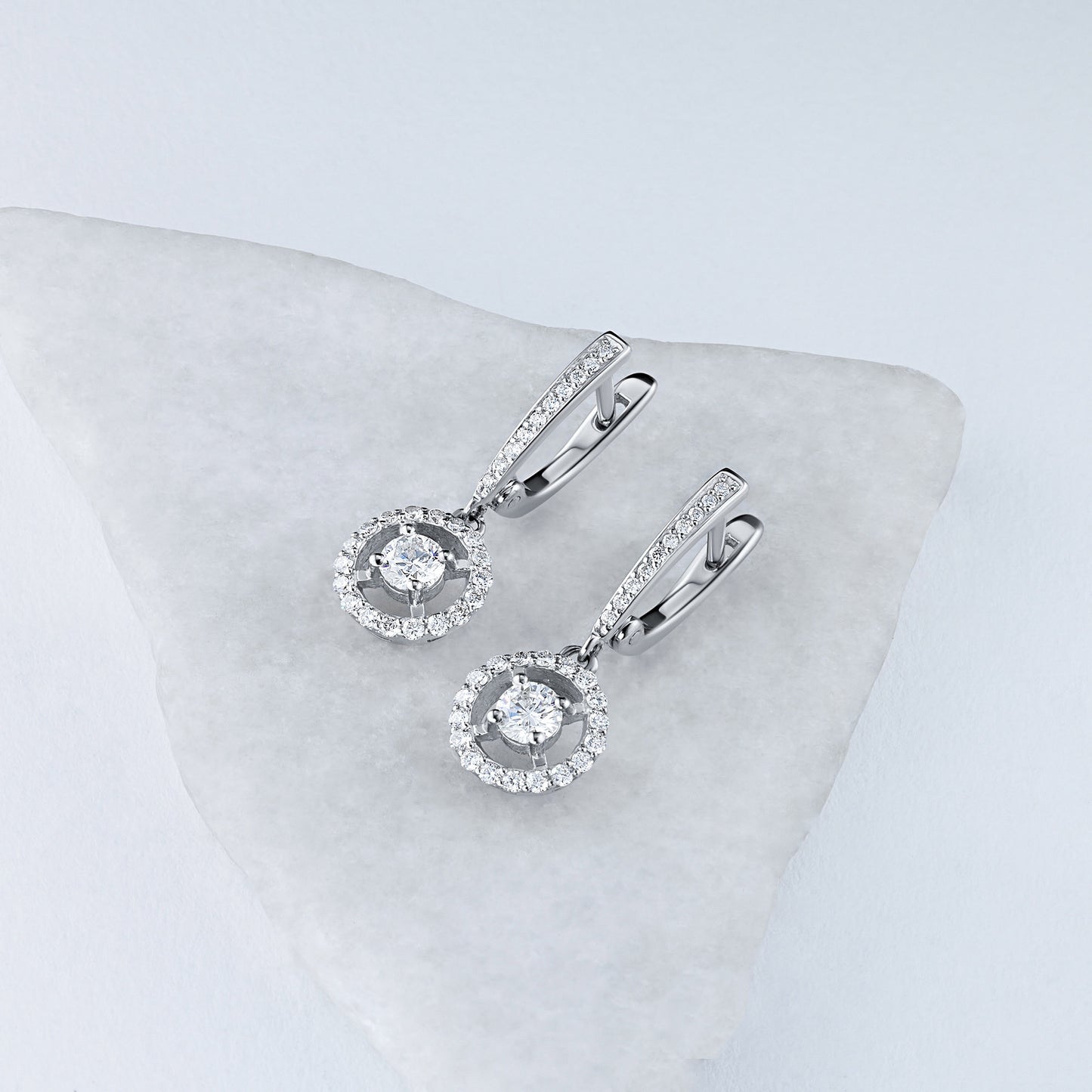 14K White Gold Earrings with Natural Diamonds 14.750 CT.TW