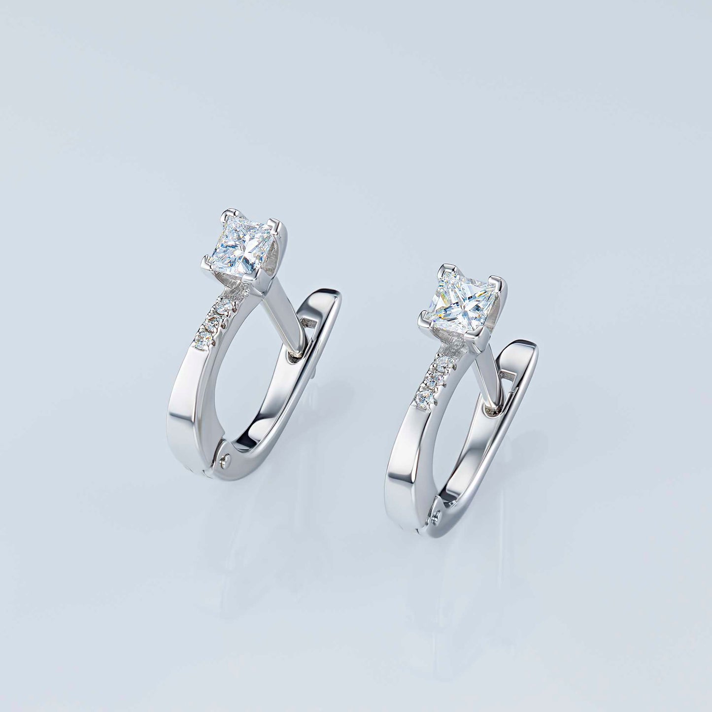 Sterling Silver Earrings with Lab-Created Diamonds 0.850 CT.TW
