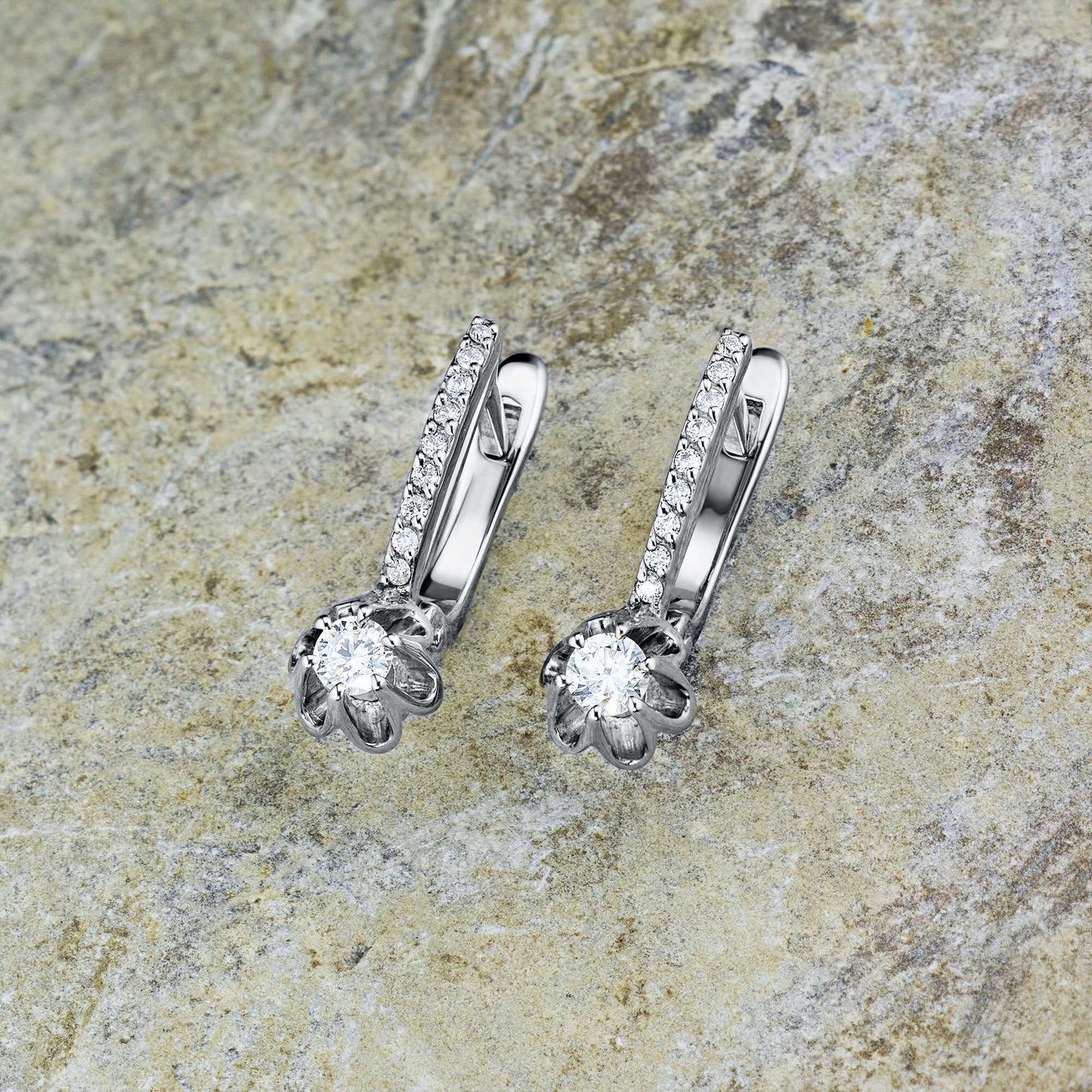 14K White Gold Earrings with Natural Diamonds 2.300 CT.TW
