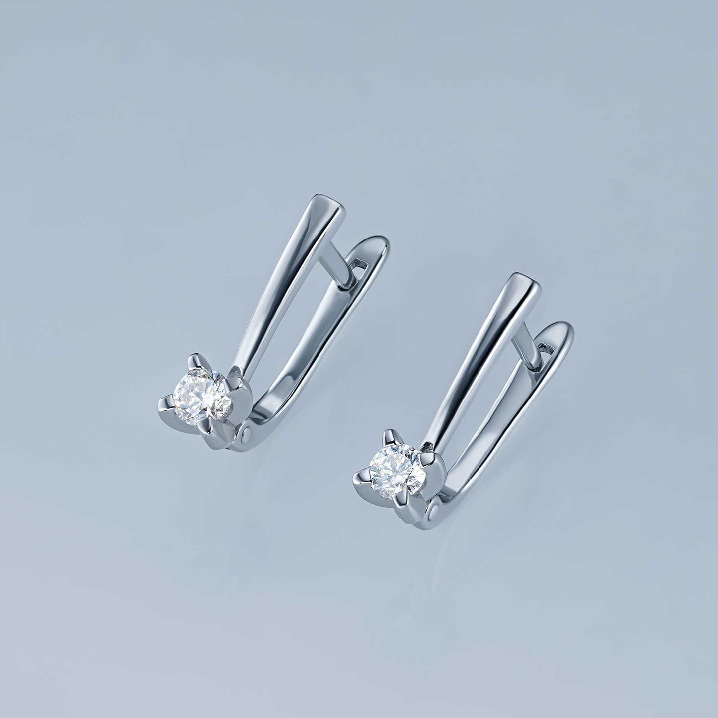 14K White Gold Earrings with Natural Diamonds 0.600 CT.TW