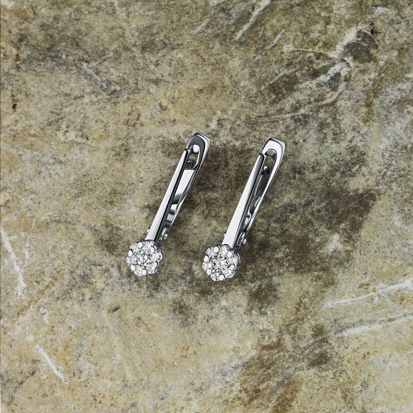 14K White Gold Earrings with Natural Diamonds 2.110 CT.TW