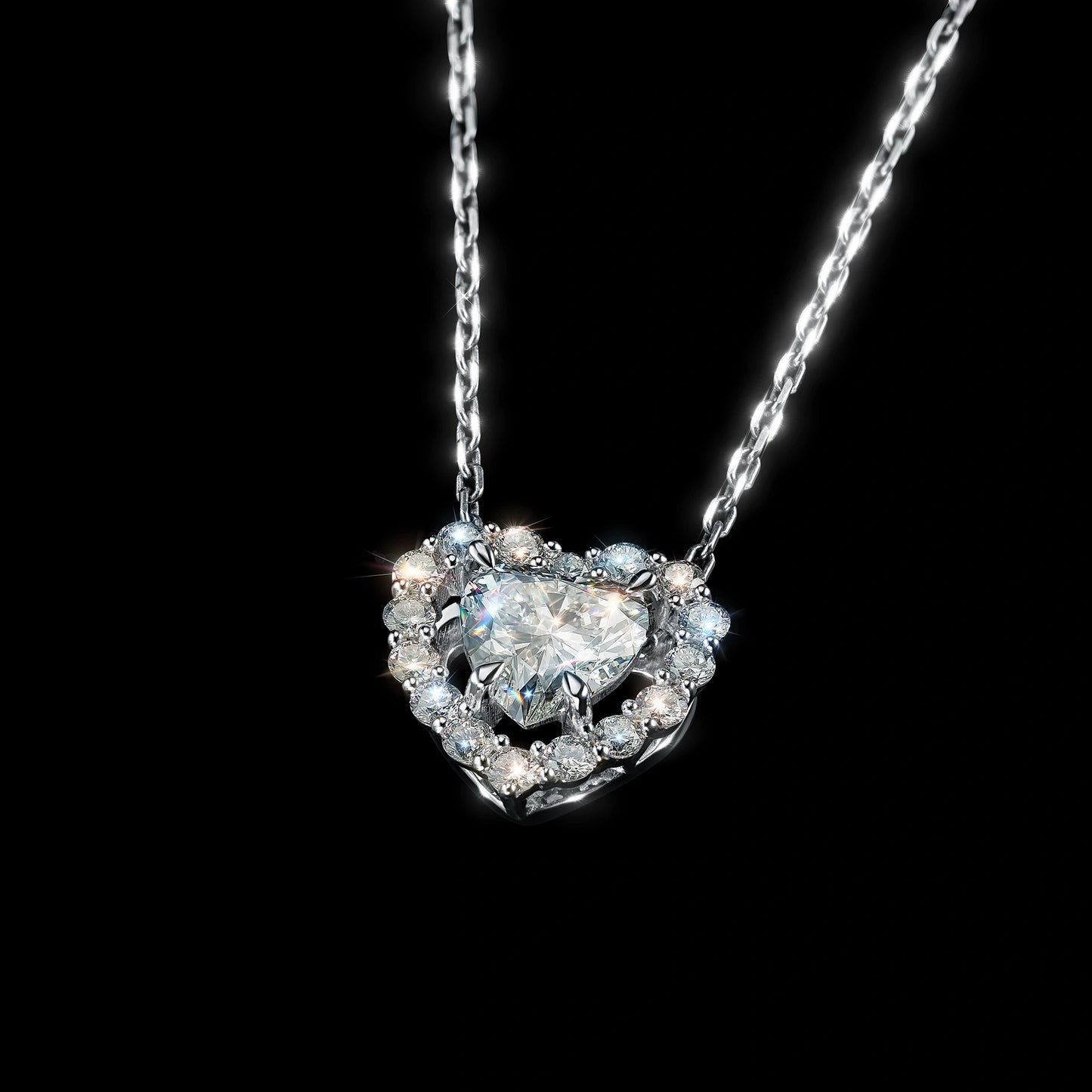 14K White Gold Pendant with Sapphire and Lab-Created Diamonds 5.250 CT.TW