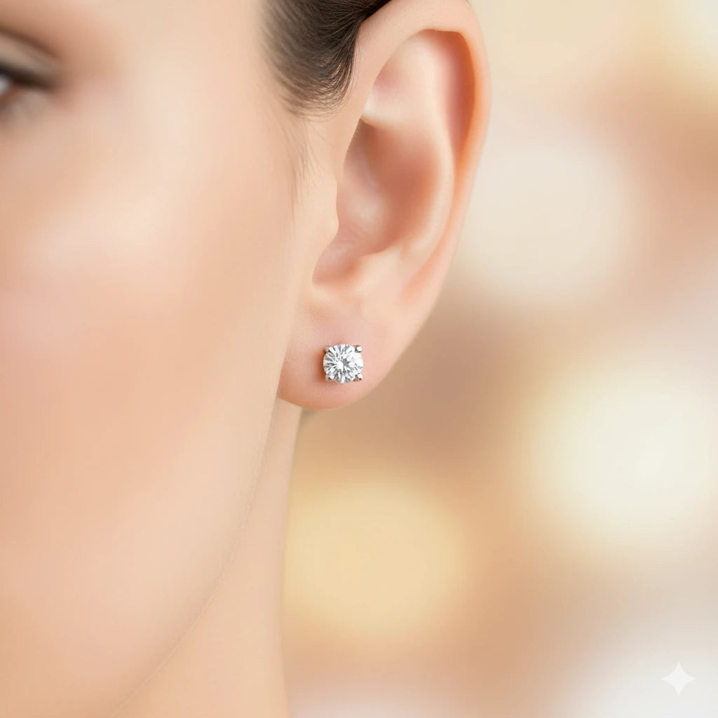 14K White Gold Earring Studs with Lab-Created Diamonds 4.000 CT.TW
