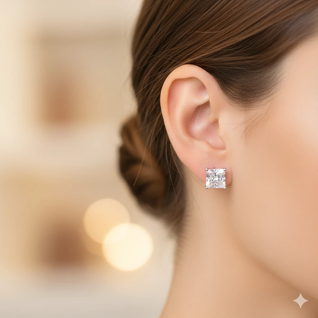14K White Gold Earring Studs with Lab-Created Diamonds 4.360 CT.TW