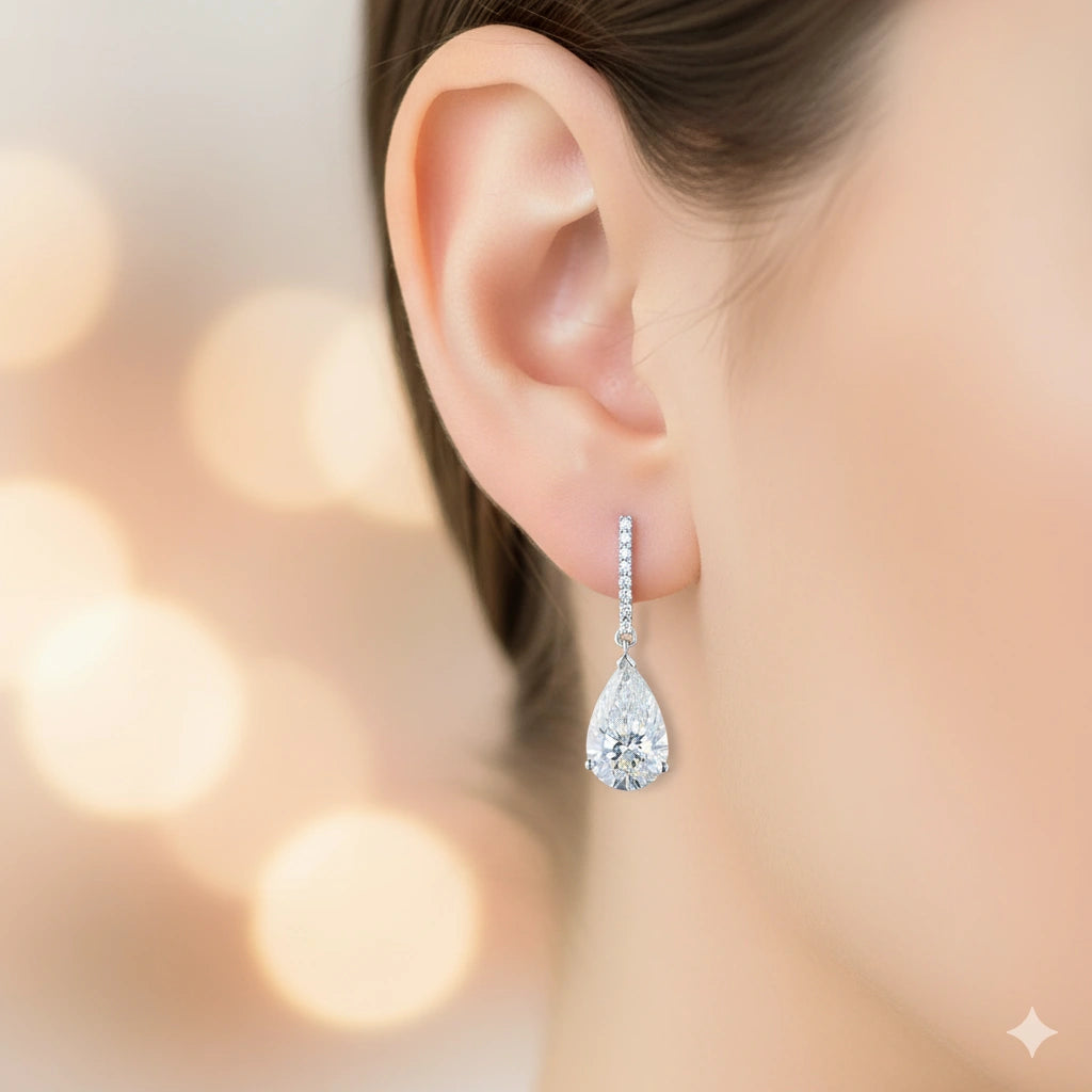 14K White Gold Earrings with Lab-Created Diamonds 15.180 CT.TW