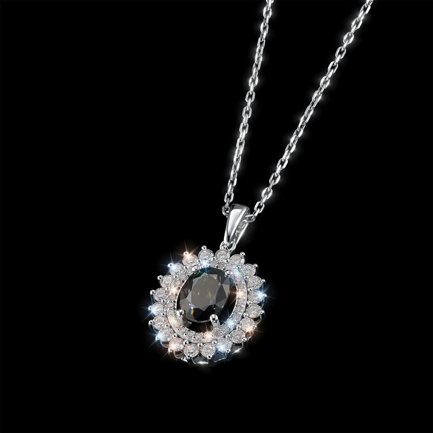 14K White Gold Pendant with Sapphire and Lab-Created Diamonds 14.660 CT.TW