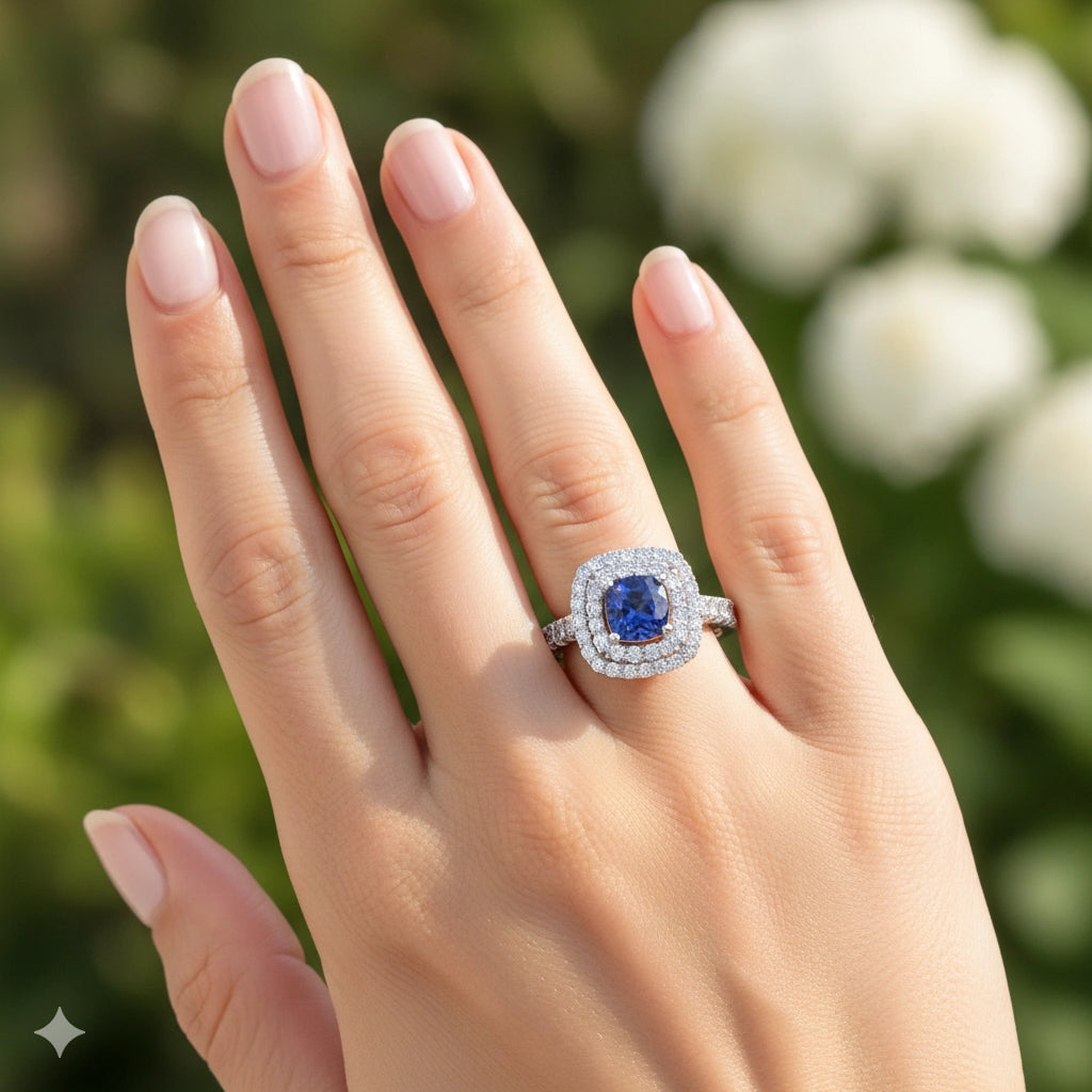 14K White Gold Ring with Garnet and Lab-Created Diamonds 12.120 CT.TW