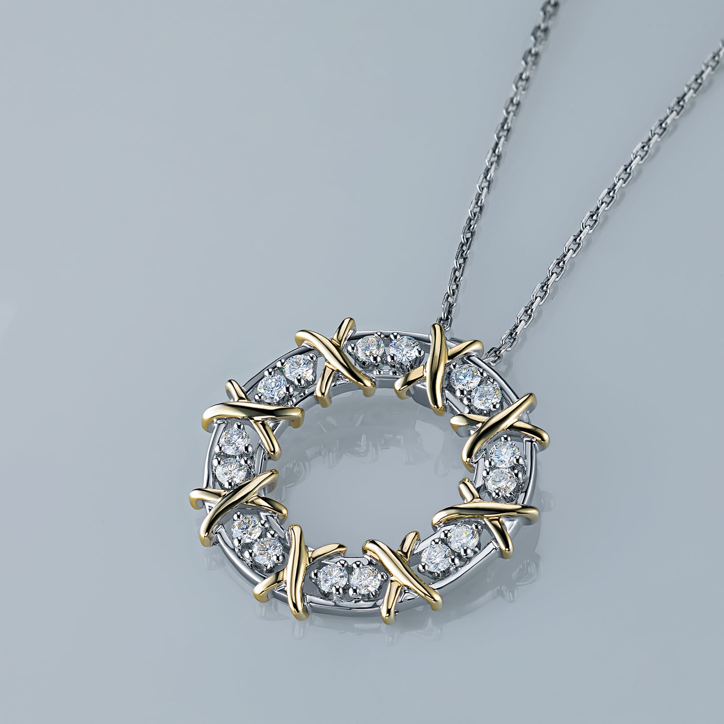 14K White-yellow Gold Pendant with Lab-Created Diamonds 7.840 CT.TW