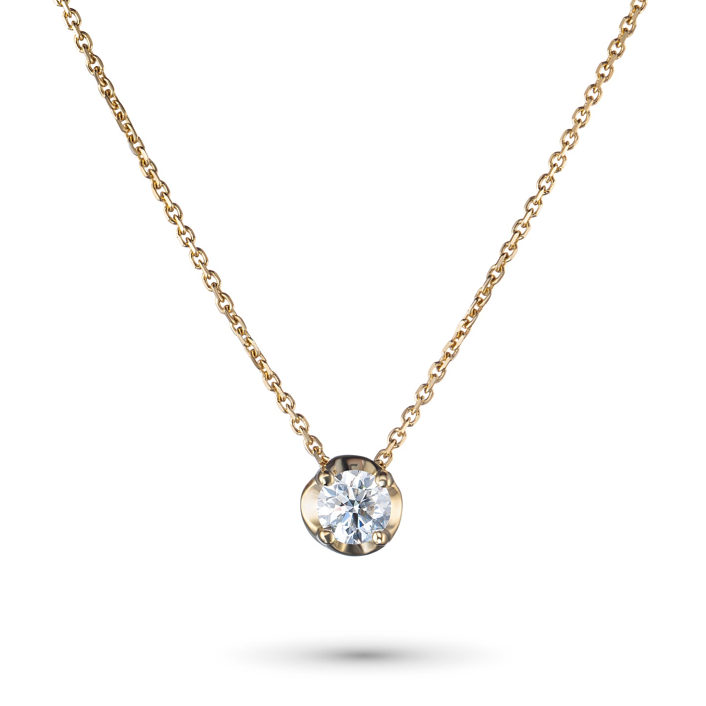 14K Yellow Gold Necklace with Natural Diamonds 0.700 CT.TW