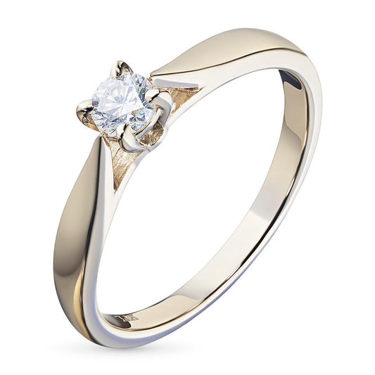 14K Yellow Gold Ring with Natural Diamonds 0.140 CT.TW