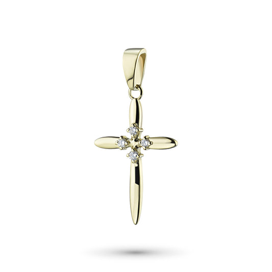 14K Yellow Gold Pendant with Natural Diamonds 0.170 CT.TW
