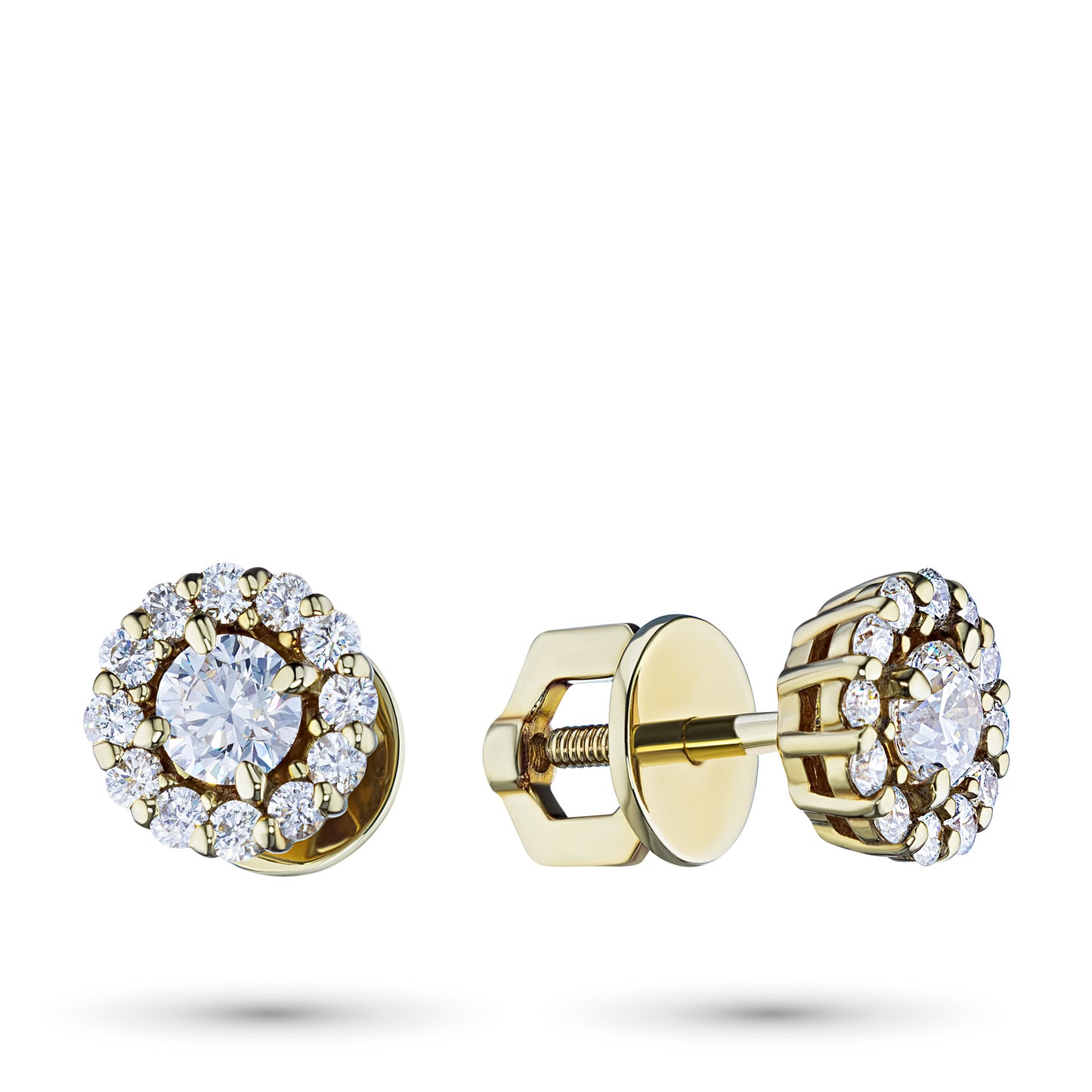 14K Yellow Gold Earring Studs with Natural Diamonds 7.540 CT.TW
