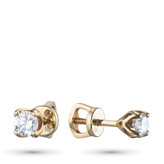 14K Yellow Gold 750 Earring Studs with Natural Diamonds 1.170 CT.TW