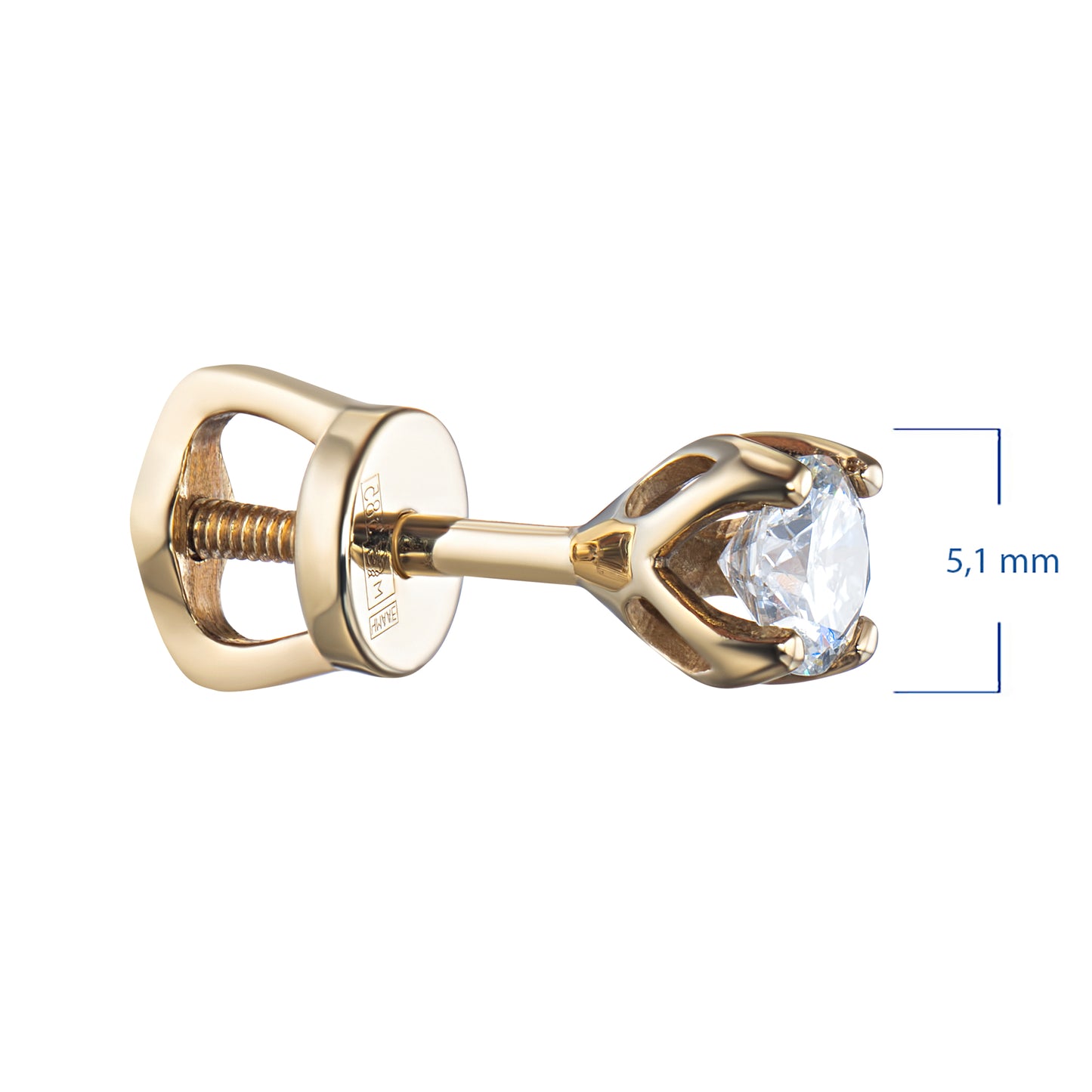14K Yellow Gold 750 Earring Studs with Natural Diamonds 1.170 CT.TW