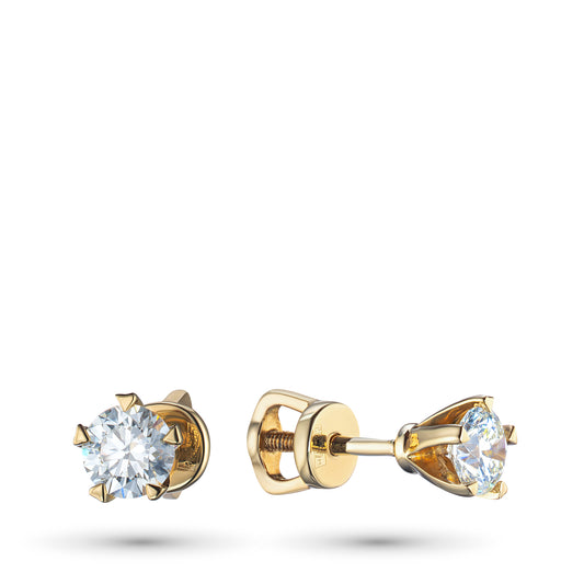 14K Yellow Gold Earring Studs with Natural Diamonds 0.600 CT.TW