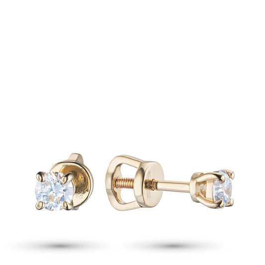 14K Yellow Gold Earring Studs with Natural Diamonds 0.940 CT.TW