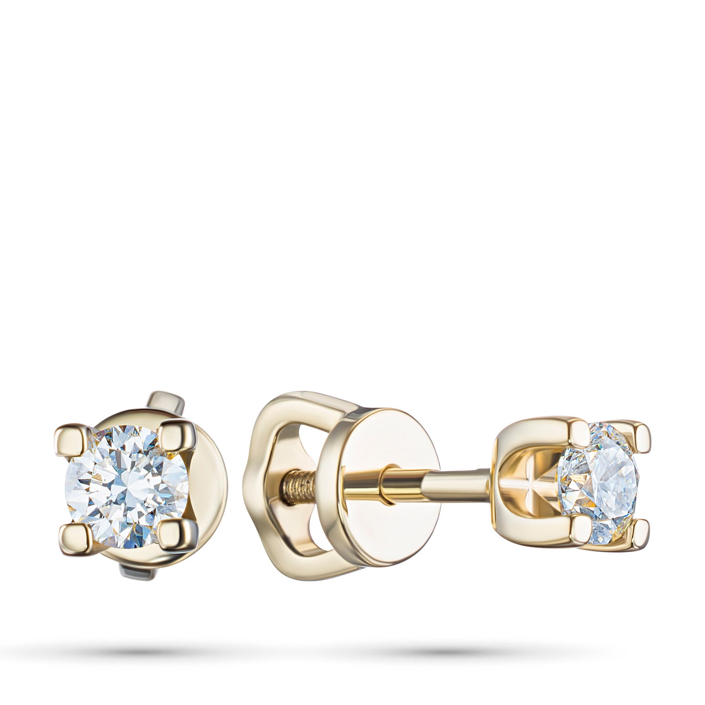 14K Yellow Gold Earring Studs with Natural Diamonds 0.750 CT.TW