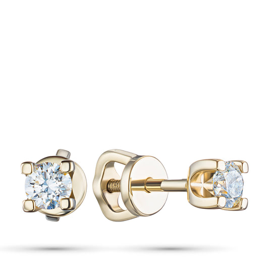 14K Yellow Gold Earring Studs with Natural Diamonds 0.750 CT.TW