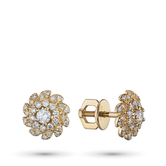 14K Yellow Gold Earring Studs with Natural Diamonds 12.030 CT.TW