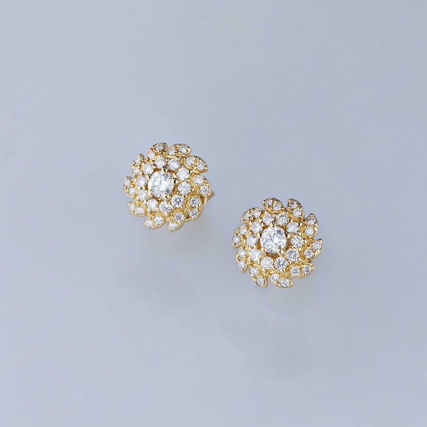 14K Yellow Gold Earring Studs with Natural Diamonds 12.030 CT.TW