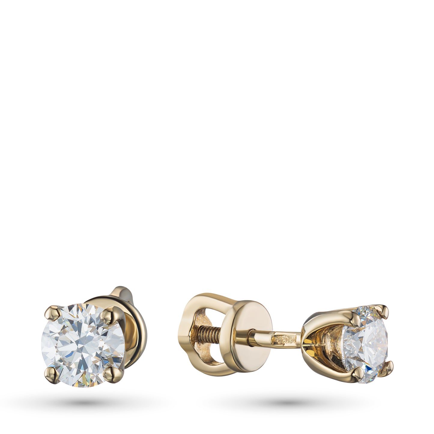 14K Yellow Gold Earring Studs with Lab-Created Diamonds 2.050 CT.TW