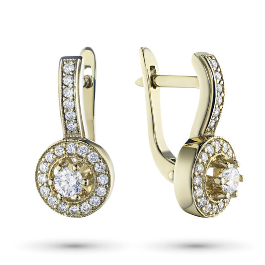 14K Yellow Gold Earrings with Natural Diamonds 18.620 CT.TW