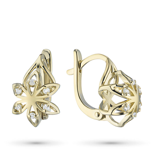 14K Yellow Gold Earrings with Natural Diamonds 1.980 CT.TW