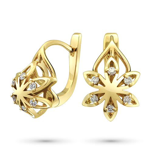14K Yellow Gold Earrings with Natural Diamonds 1.980 CT.TW