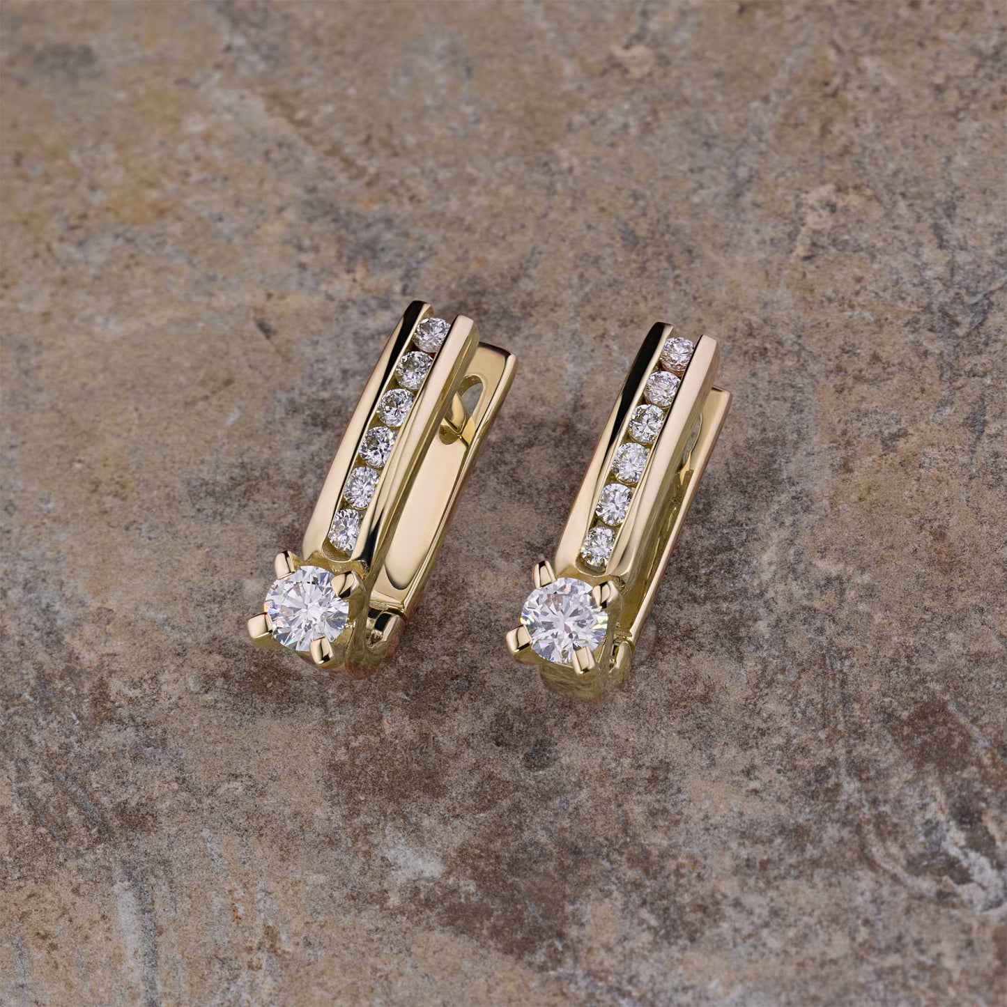 14K Yellow Gold Earrings with Natural Diamonds 3.040 CT.TW