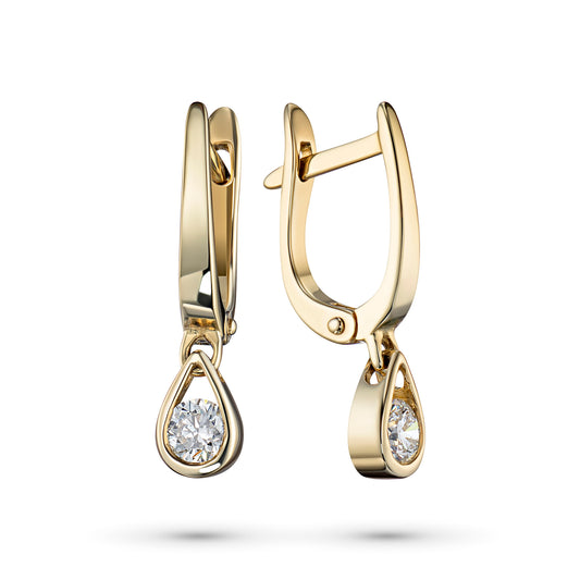 14K Yellow Gold Earrings with Natural Diamonds 0.970 CT.TW