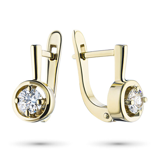 14K Yellow Gold Earrings with Natural Diamonds 0.480 CT.TW