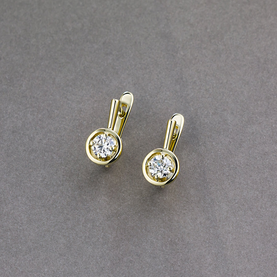 14K Yellow Gold Earrings with Natural Diamonds 0.570 CT.TW