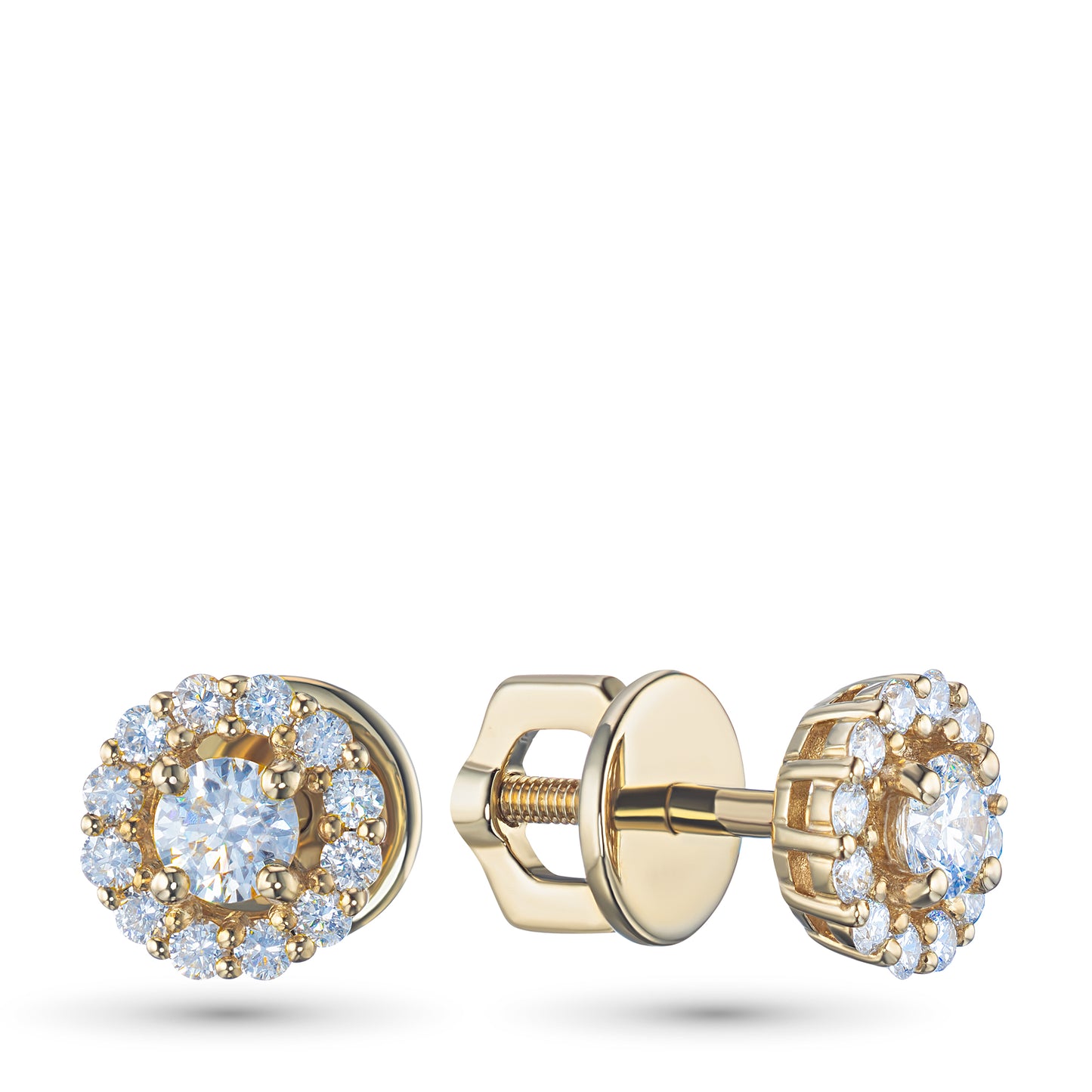 14K Yellow Gold Earring Studs with Natural Diamonds 5.940 CT.TW