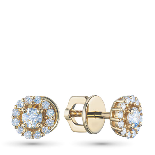 14K Yellow Gold Earring Studs with Natural Diamonds 5.940 CT.TW
