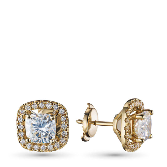 14K Yellow Gold Earring Studs with Garnet and Lab-Created Diamonds 12.560 CT.TW