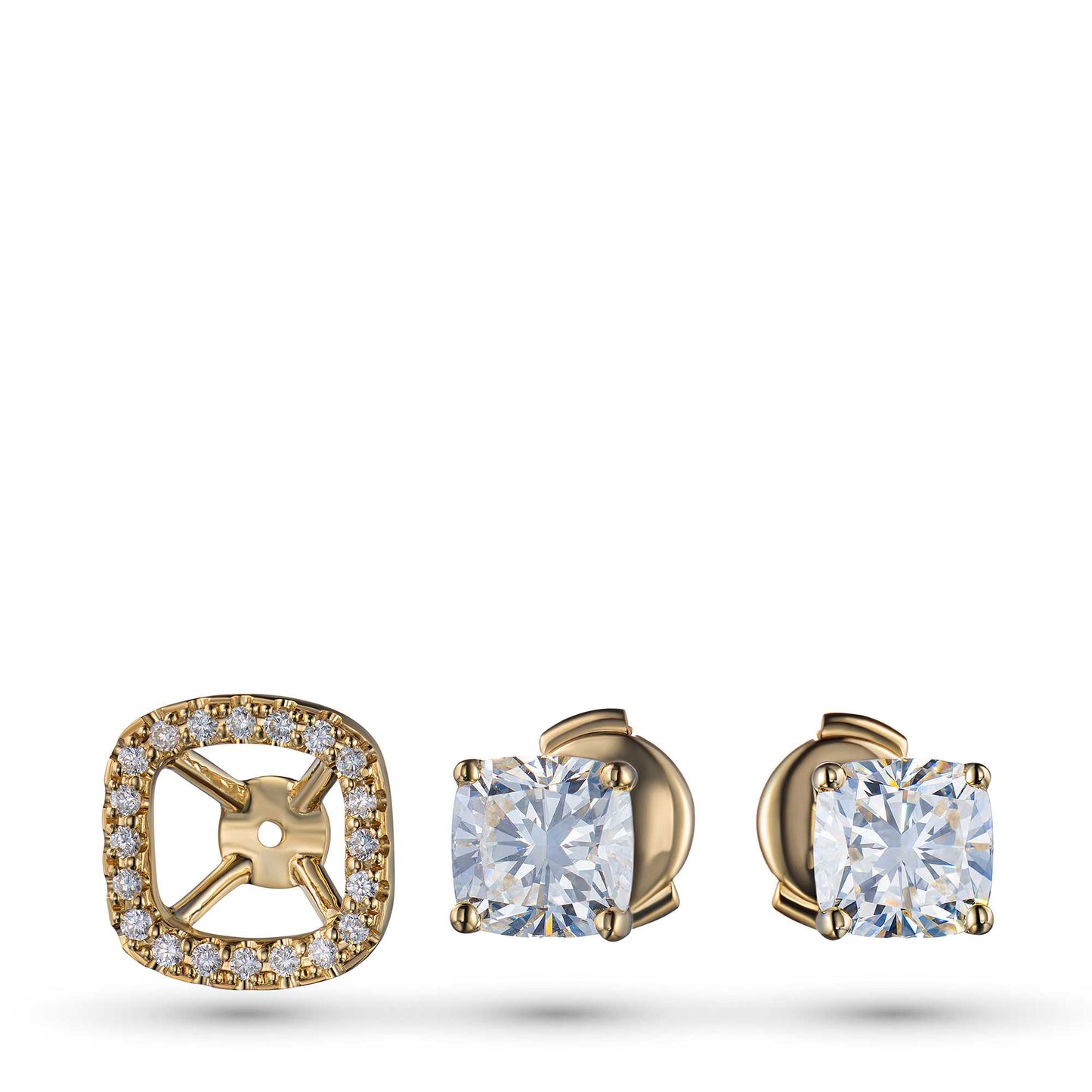 14K Yellow Gold Earring Studs with Garnet and Lab-Created Diamonds 12.560 CT.TW
