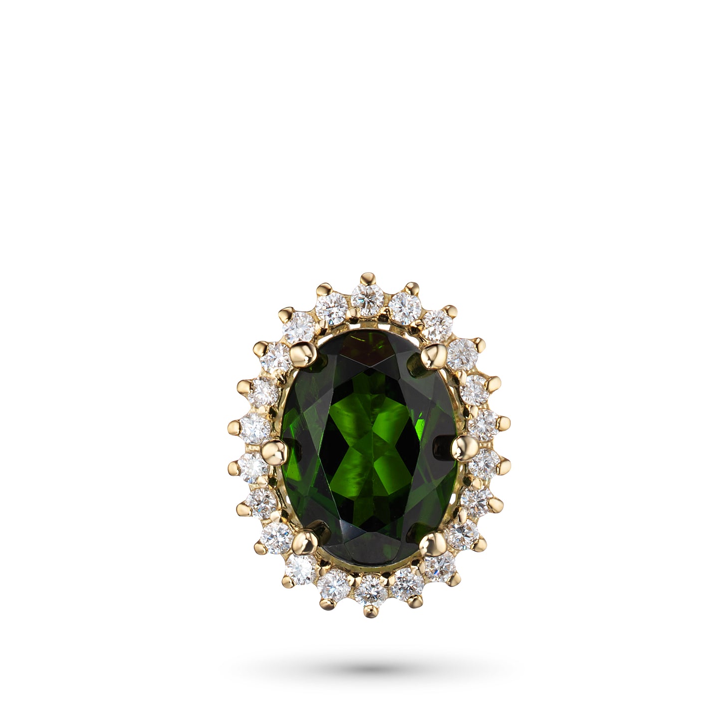 14K White Gold Pendant with Chrome diopside and Lab-Created Diamonds 3.040 CT.TW