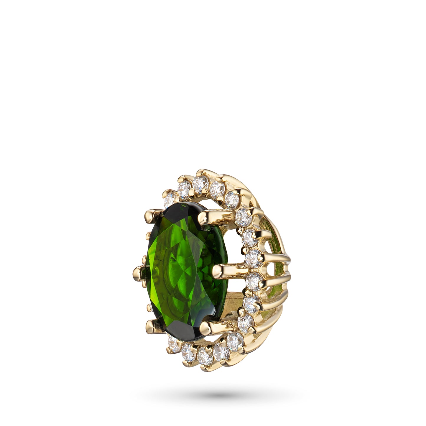 14K White Gold Pendant with Chrome diopside and Lab-Created Diamonds 3.040 CT.TW