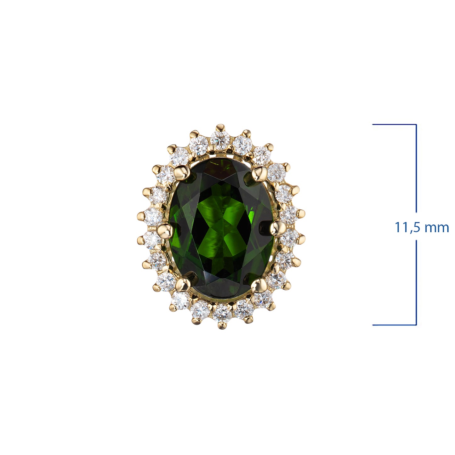14K White Gold Pendant with Chrome diopside and Lab-Created Diamonds 3.040 CT.TW